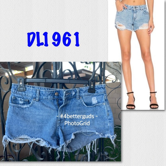 DL1961 Renee Cutoff Distressed Ripped Frayed in Soul Wash Denim Mini Short Sz 27 - Picture 16 of 16